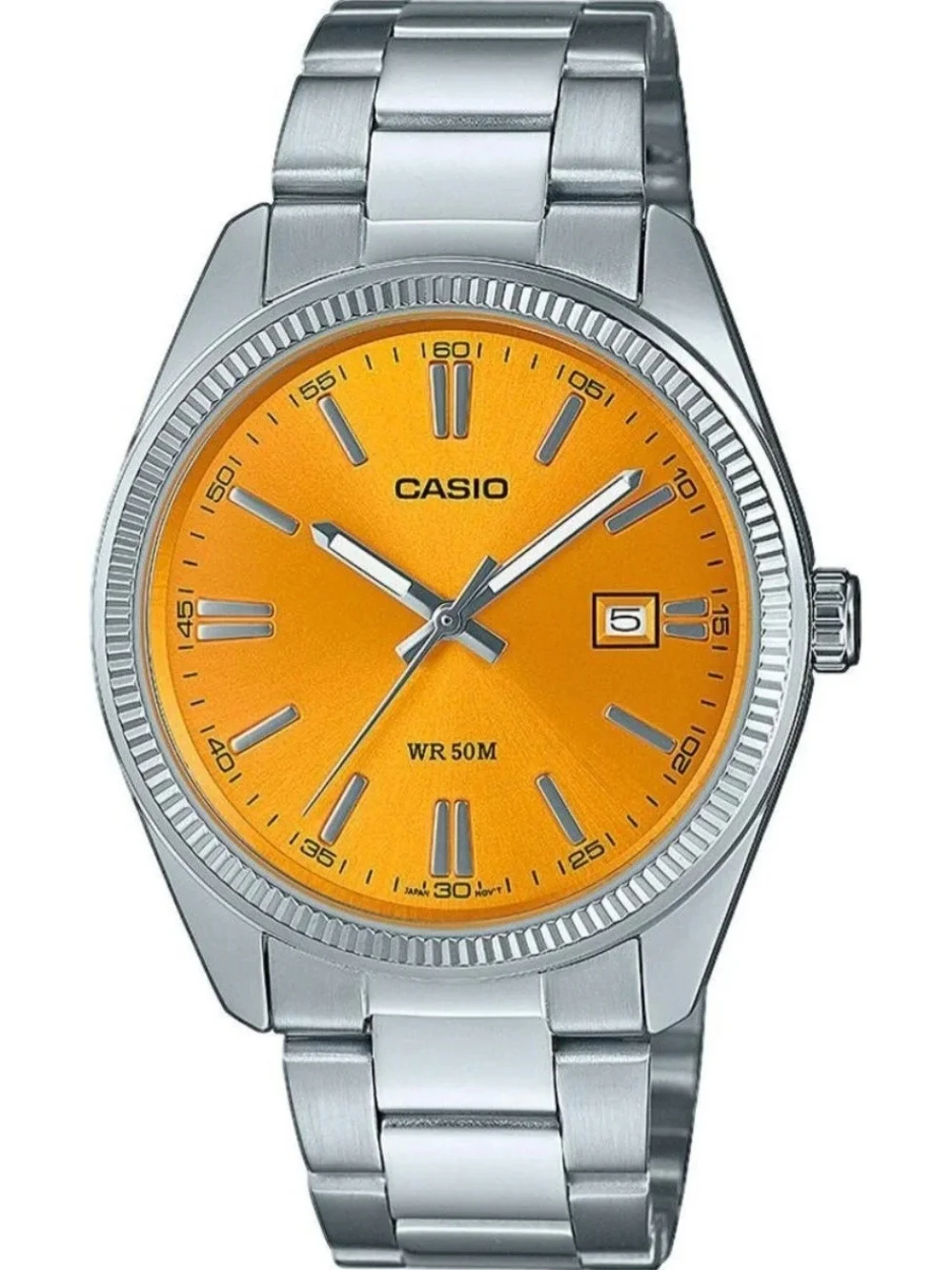 Casio Men's Stainless Steel Watch with Yellow Dial